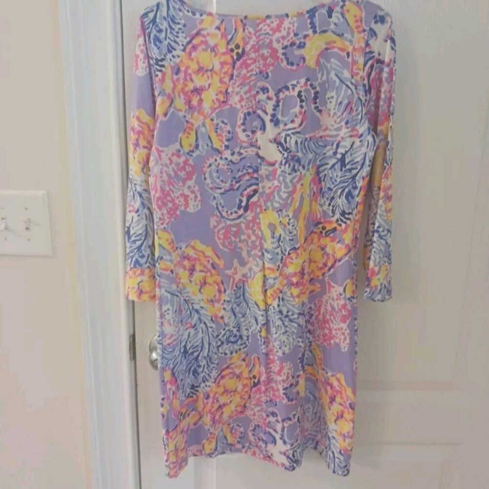 Lilly Pulitzer Marlowe Dress Womens Small Multicolor Havin A Blast 3/4 Sleeve